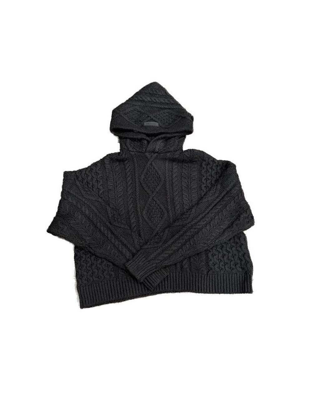 Fear of God Essentials Cable Knit Hoodie Black Size 12
